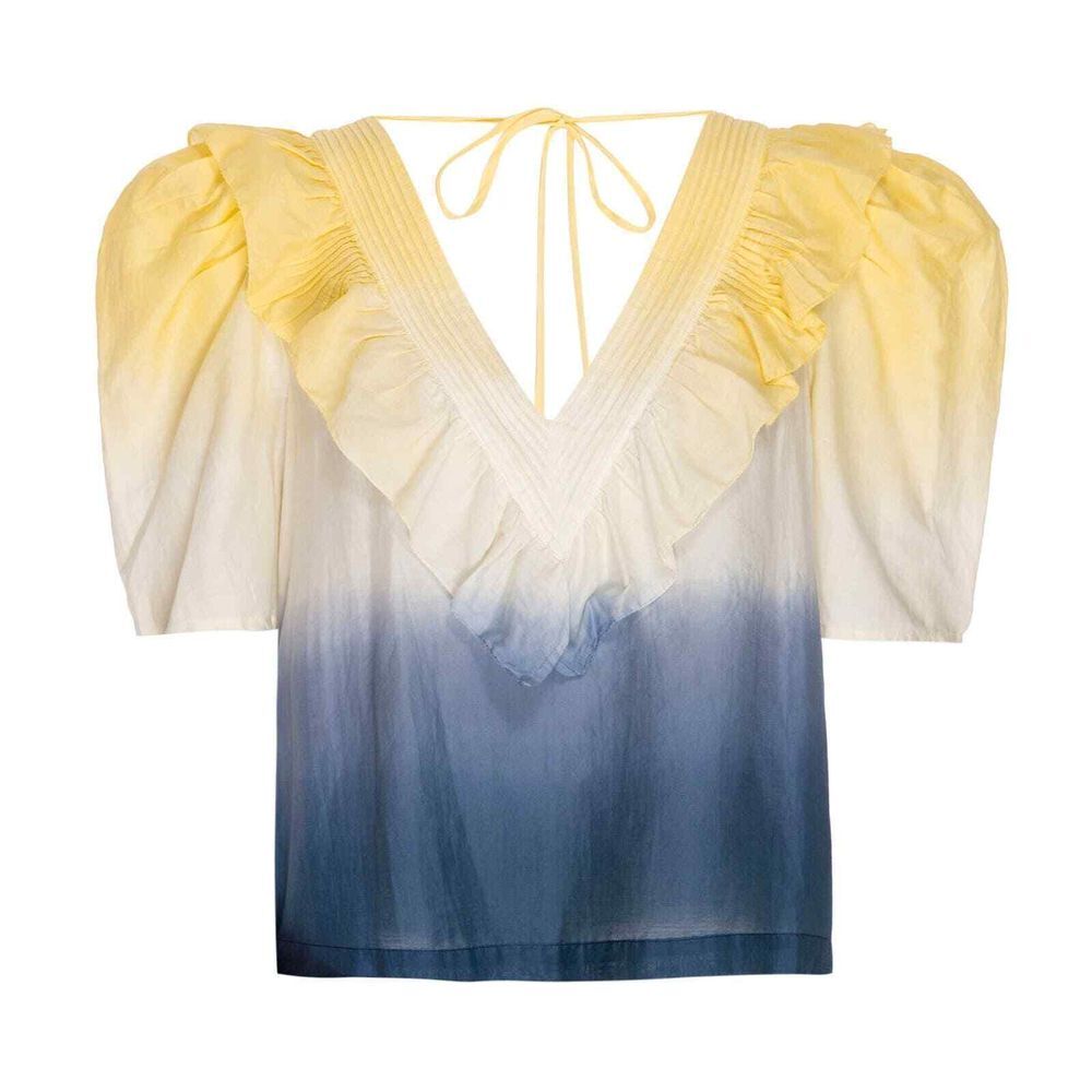 St Roche NWT Sabine V Neck Top Navy Ivory Buttercup Size 2 MSRP $265